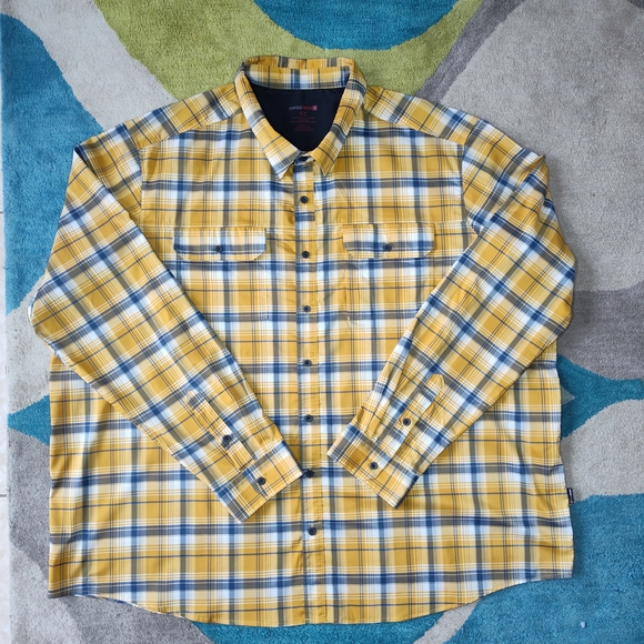 Yellow and Blue Plaid Men's Shirt - Picture 1 of 14